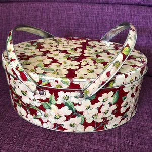 Floral Print Tin Container